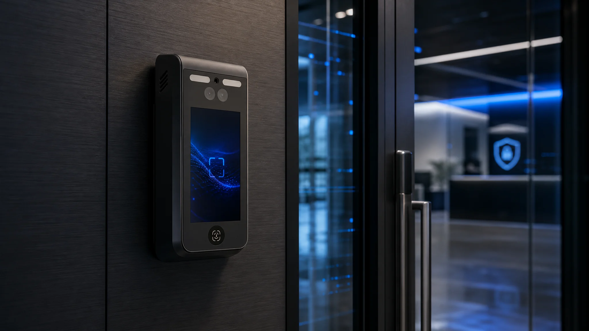 Duali DF-970 face terminal installed on site, connected to the Duall Master device ecosystem